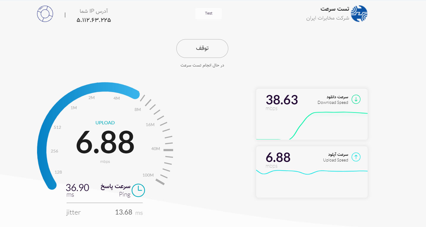 تست سرعت مخابرات